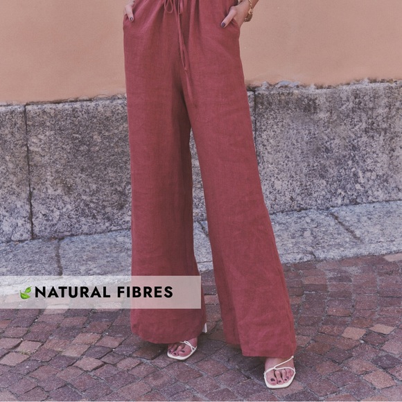 Frances Linen Button Up Jumpsuit in Burnt Rose  - AMALIE THE LABEL - Picture 6 of 7